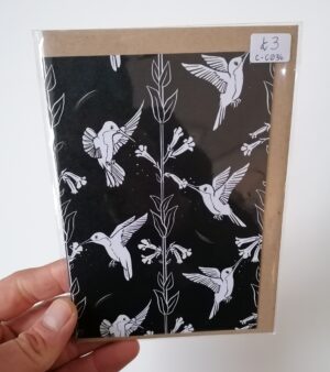 A6 Greeting Card - Black And White "Hummingbirds" (C-C036)