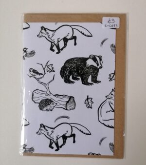 A6 Greeting Card - Black And White "Woodland Critters"  (C-C033)