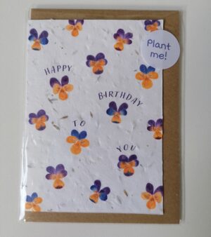 A6 Plantable Greeting Card - Pansies"Happy Birthday To You" (GC057S)