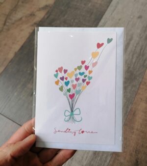 A6 Greeting Card - Sending Love (w/ Colourful Hearts) - ABB099