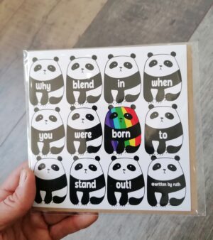 Square Greeting Card - Why Blend In When You Were Born To Stand Out! (Pandas)