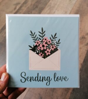 Square Greeting Card - Sending Love (Envelope With Flowers)