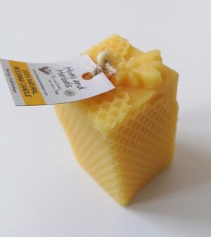Handmade Beeswax Candle - Cut Out Comb (8cm Tall) 160-094