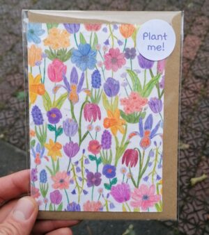 A6 Plantable Greeting Card - Spring Floral Blank (GC074S)