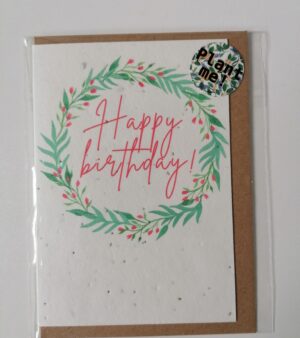 Plantable Greeting Card -Happy Birthday (With Green Wreath)