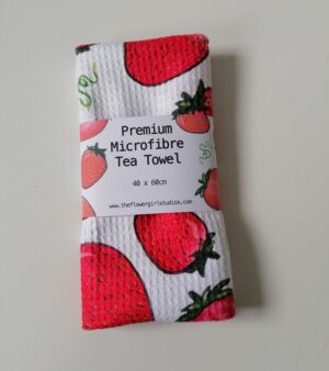 Microfibre Waffle Tea Towel - Strawberries