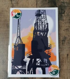 Original Unframed A4 Print - Bristol Harbour Cranes