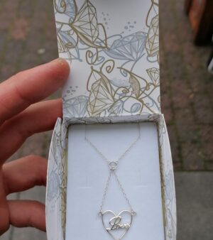 Sterling Silver Necklace with Love Writing
