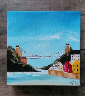 Original Acrylic Painting on Square Canvas - Clifton Suspension bridge