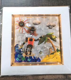 40cm x 40cm Giclée Robot Print - Escape To Paradise