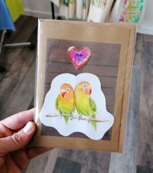 Handmade Greeting Card - Love Birds Design