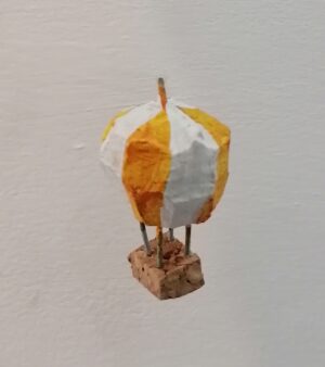 Mini Handmade Ornamental Hot Air Balloon - Size (3cm Diameter) - Yellow and White