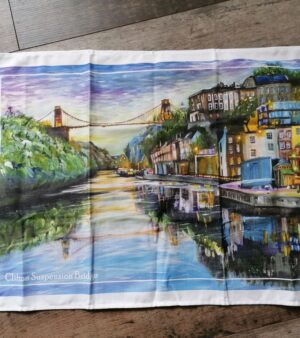 Bristol Themed Tea Towel - Clifton Suspension Bridge At Twilight