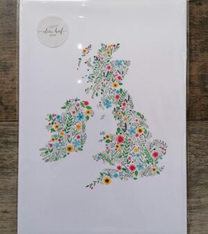 A4 Print - Floral Map of The British Isles  (#P-BIM-A4)