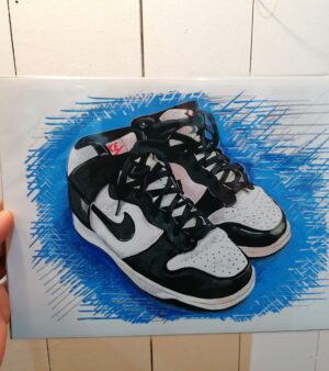 A4 Giclee Print - Nike Dunk High Trainers(Black And White)