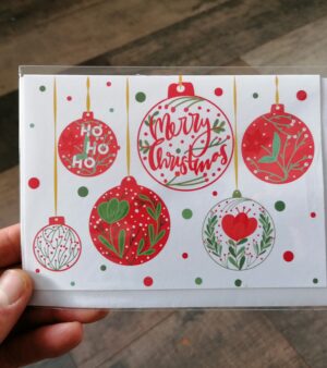 A6 Xmas Greeting Card - Xmas Baubles - (ABB114)
