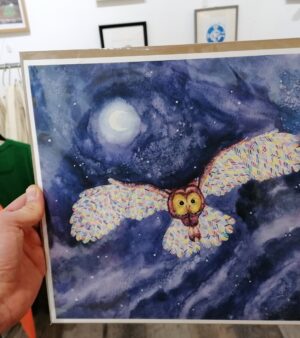 30cm x 30cm Giclee Print - Owl
