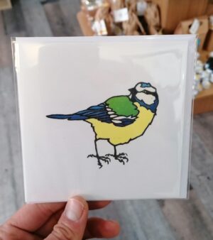 Original Small Square Greeting Card - Blue Tit