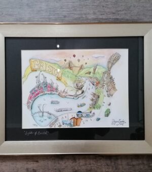 Framed And Mounted Open Edition Print - Sights Of Bristol (Gold Frame 47.5cm x 57.5cm)