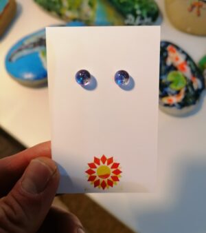 Handmade Dichroic Glass Stud Earrings - Light Blue/Purple