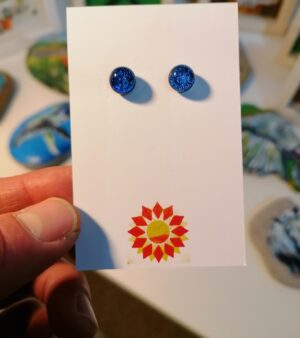 Handmade Dichroic Glass Stud Earrings - Light Blue
