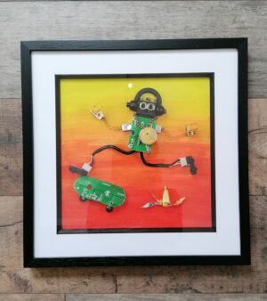 Framed And Mounted Robot Giclée Print - Wipe Out (43cm x 43cm Black Frame)