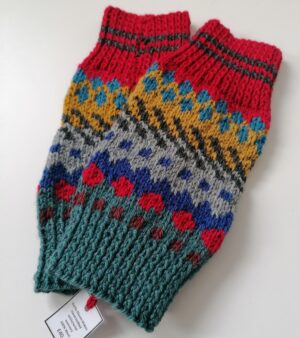 Hand Knitted 100% Wool Ankle/Wrist Warmers - Red, Blue, Yellow Colours