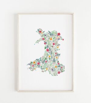 A3 Print - Floral Map of Wales (#P-WM-A3)