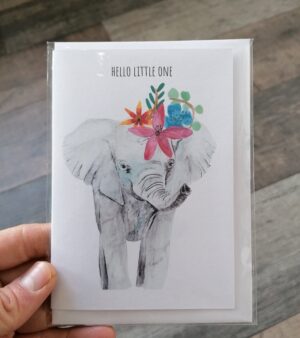 A6 Greeting Card - Hello Little One Baby Elephant