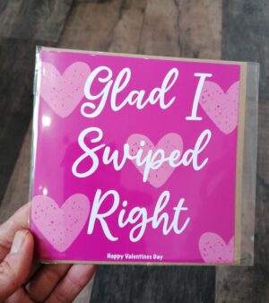 Square Valentine's Day Greeting Card - Glad I Swiped Right