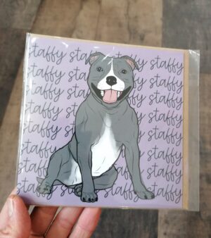 Square Greeting Card - Staffy