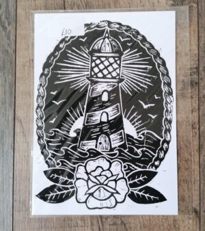 A5 Lino Print - Lighthouse