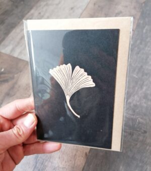 A6 Greeting Card - Black And Gold "Ginko" (C-C052)