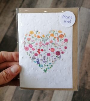 A6 Plantable Greeting Card - Colourful Floral Heart (SPDGC096S)