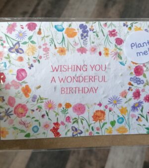 A6 Plantable Greeting Card - Oval Floral Wishing You a Wonderful Birthday (SPDGC097S)