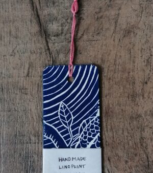 Original Lino Print Bookmark - Blue Kookaburra (C-B006)