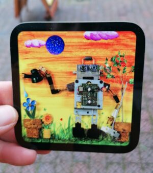 Robot Coaster - Gardening Bot (w/Black Border)