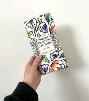 Microfibre Waffle Tea Towel - Floral Pattern