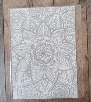 A5 Lino Print - Mandala (On Grey Paper)