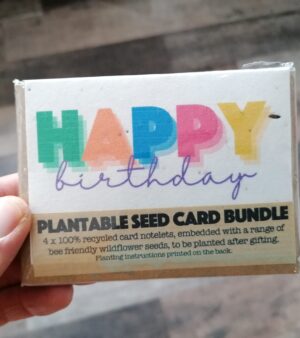 A7 Plantable Greeting Card Pack of 4 - Happy Birthday (Bold Colourful Writing)