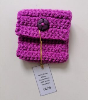 Hand Crochet Purse - Pink (100% Acrylic Wool)