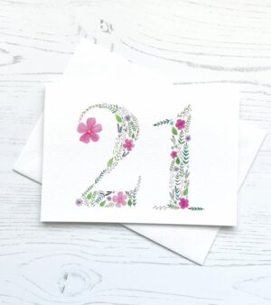 A5 Floral 21st Birthday Card (#21-A5)