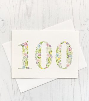A6 Floral 100th Birthday Card (#100)
