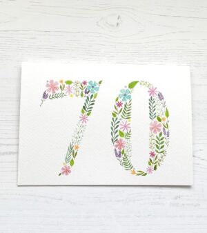A6 Floral 70th Birthday Card (#70)