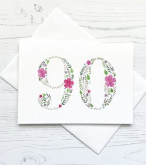 A6 Floral 90th Birthday Card (#90)