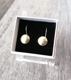 Brass Drop Earrings w/Sterling Silver Hooks - Round (Size 5) WN-BD-02