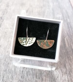 Brass Drop Earrings w/Sterling Silver Hooks - 1/2 Circles WN-BD-06