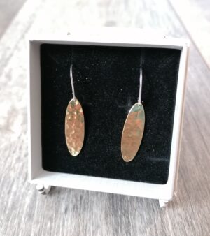 Brass Drop Earrings w/Sterling Silver Hooks - Long Lozenge WN-BD-05