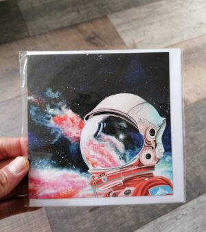 Original Square Greeting Card - Astronaut And Mountain