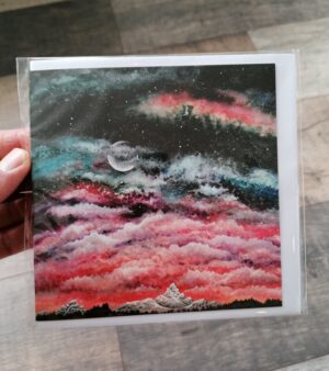 Original Square Greeting Card - Mountain And Moon